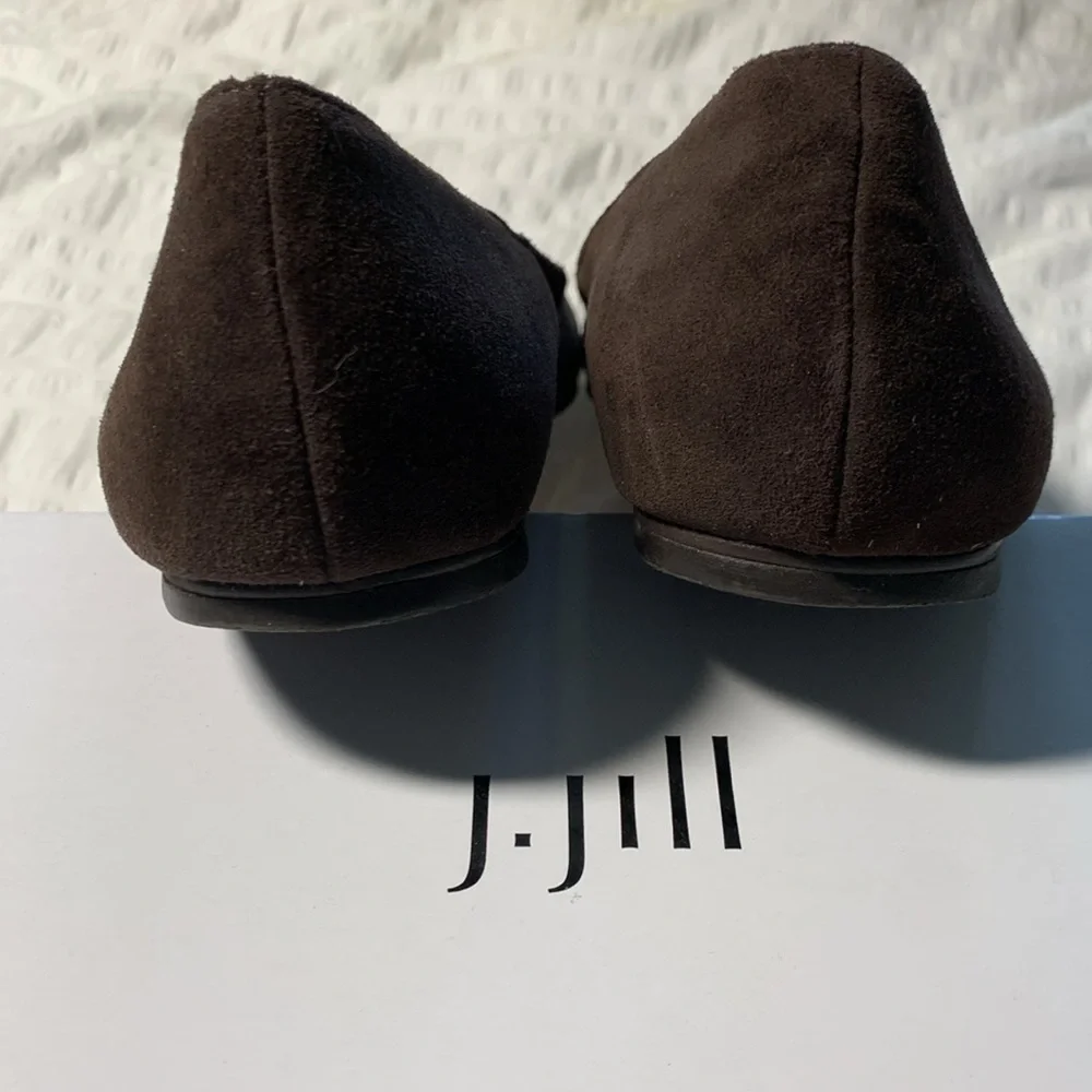 J JILL Dark Brown Suede Cutout Rounded Toe Flats - Picture 4 of 10